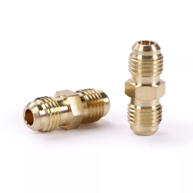 U.S. Solid 2pcs Brass Pipe Fitting Male Tube Coupler, 1/4" Flare x 1/4" Flare 3