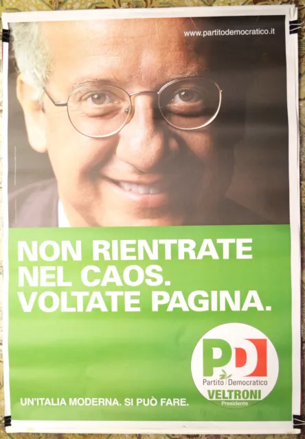 Manifesto Originale Elettorale 2008 Walter Veltroni Partito Democratico