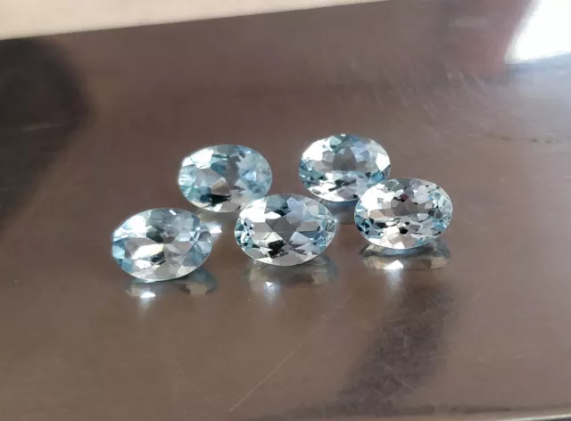 7x5 MM AAA Azul Profundo Natural Aguamarina Ovalada Limpia Piedras Preciosas Excelente Corte