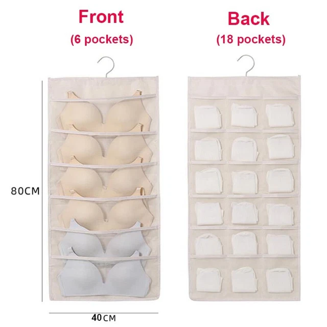 Bra Hanging Storage Bags Socks Underwears Organizers Clear 24 Pockets Gift