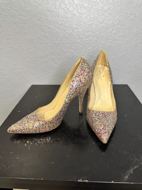 Kate Spade Licorice Too Rainbow Glitter Pumps Women's Size 6.5 B