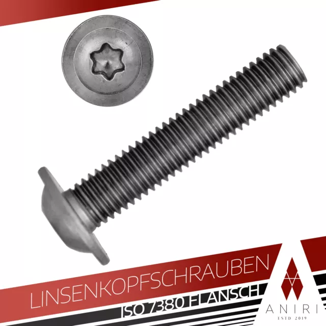 Linsenkopfschrauben Flansch TORX M8 M10 M12 Flachkopf Edelstahl ISO 7380 V2A A2