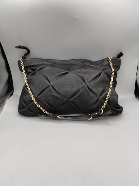 Kate Landry Black Leather Gold Chain Shoulder Bag