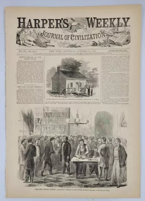 Harper's Weekly 10/14/1865  Alfred Tennyson  / President Johnson pardons rebels