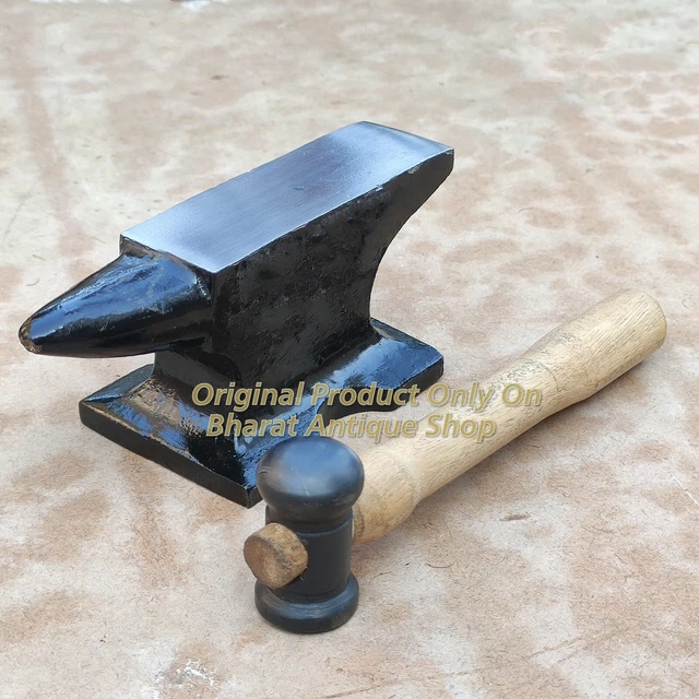 SET OF FLAT Hammer Wooden Handle Iron Anvil Useful jewellery Making