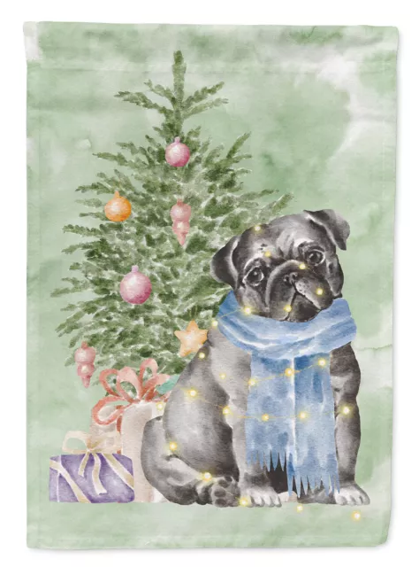 Pug Black Christmas Presents Tree Flag Garden Size CK8229GF