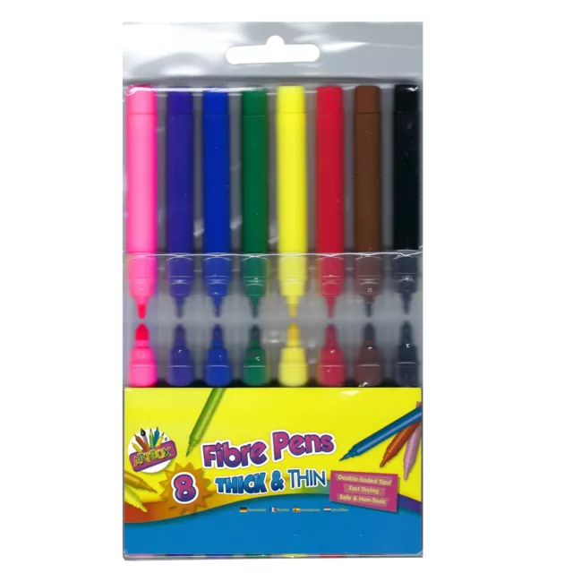 8x CHUNKY JUMBO FIBRE PENS Thick Easy Grip Kids Drawing Writing Felt Tip  Markers