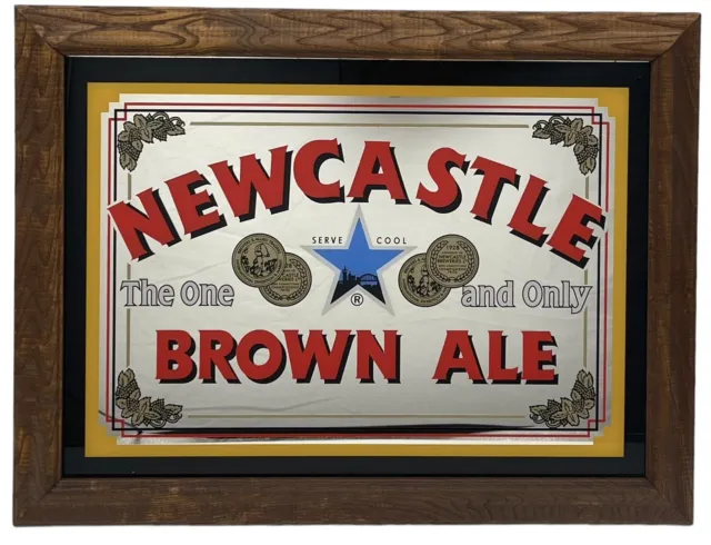 New Castle Brown Ale "The One and Only" Beer Bar Sign Mirror Man Cave 21 x 16