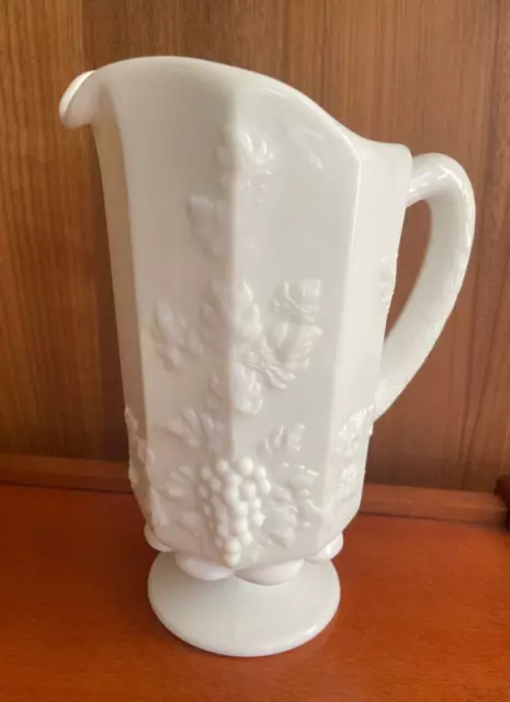 Vintage Westmorland Paneled Grapes Milk Glass Tall/Heavy Pitcher