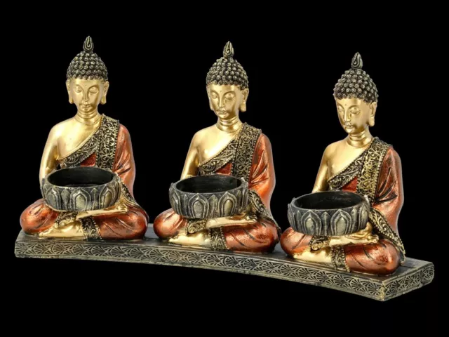 Bouddha Triple Porte-Bougies - Feng Shui Chandelier Moine Déco 3