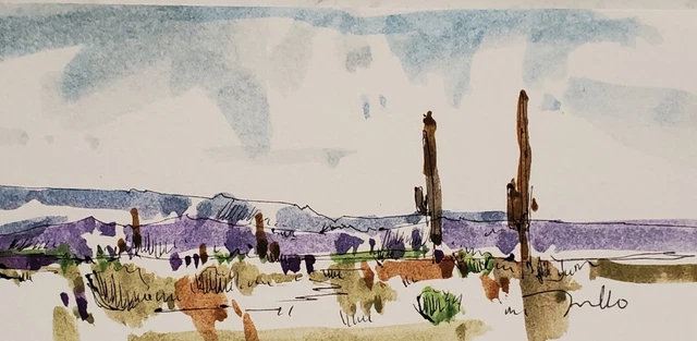 JOSE TRUJILLO Watercolor Painting IMPRESSIONISM Collectible ORIGINAL Landscape