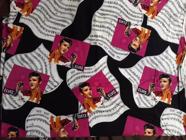 OOP VTG Shamash & Sons Elvis Presley Purple Bubbles Sheet Music Fabric 42" x 96"