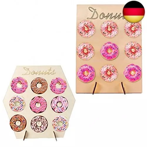 2 Stücke Holz Donut Wand, Holz Donuts Display, Donut Halter Steht, Krapfen Wand