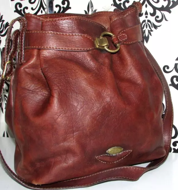 V Rare Vintage The Bridge Real Leather Crossbody Slouch Shoulder Handbag/Purse-B