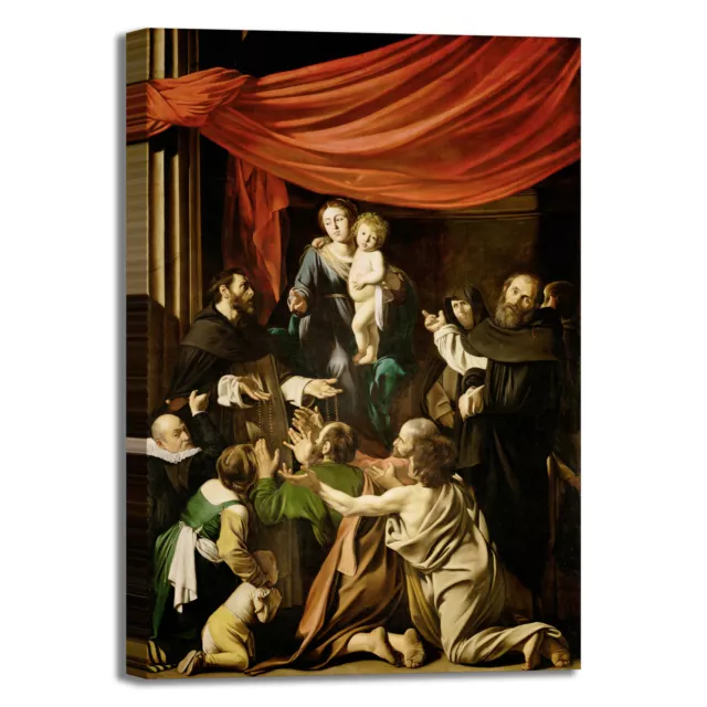 Caravaggio Madonna del rosario quadro stampa tela dipinto telaio arredo casa