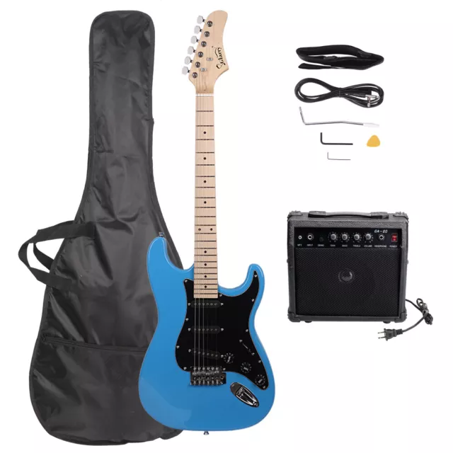 Glarry GST Stylish Electric Guitar Kit with Black Pickguard Sky Blue