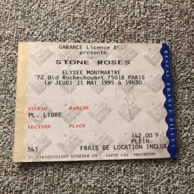 Stone Roses  ticket Elysee Monmartre  Paris 11/05/95 #341