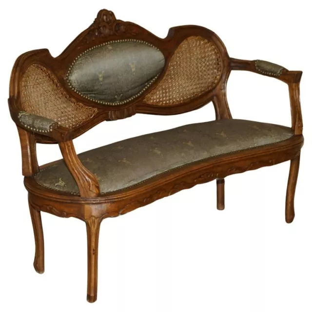 Lovely Antique Napoleon Iii Circa 1890 Bergere Window Seat Bench Settee Sofa