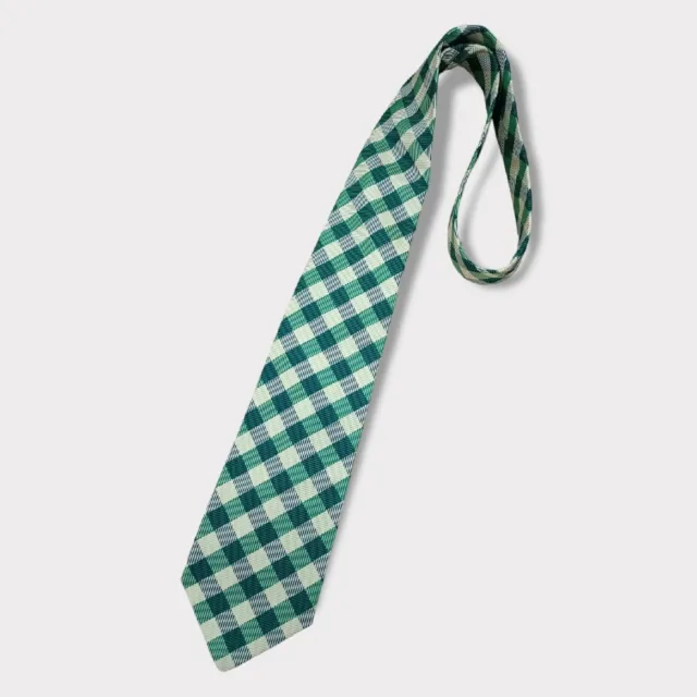 BALENCIAGA Green Plaids & Checks Silk LUXURY Tie ITALY