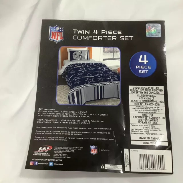 The Northwest Company NFL Cowboys Blue Gray 4 Piece Comforter Set Size Twin 2