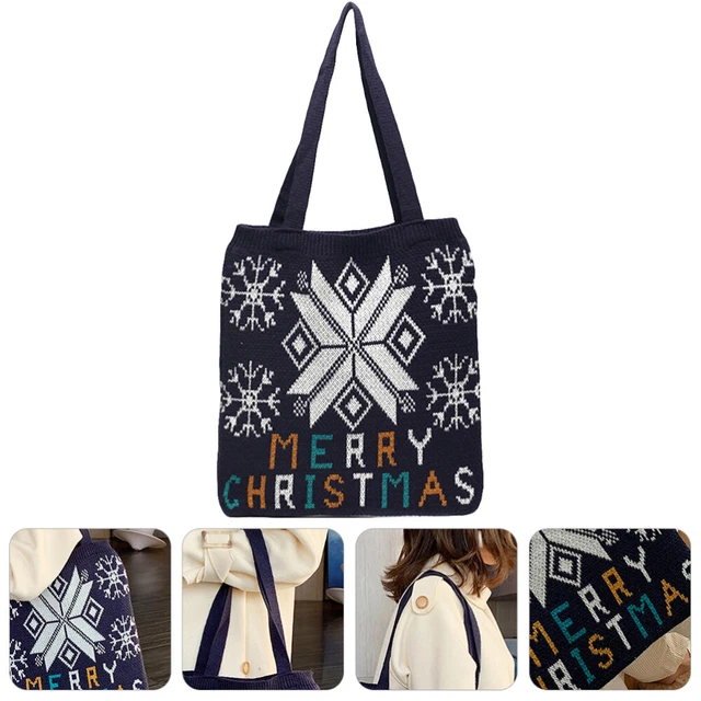 Christmas Shoulder Bag Christmas Knitted Bag Women's Satchel Handbags Notebook