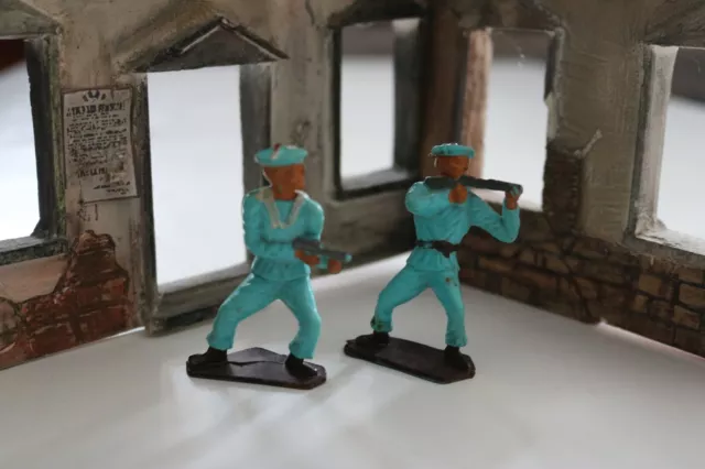 2 Soldats Figurines Plastique Marins Uniforme Bleu Starlux Clairet Minialuxe ?