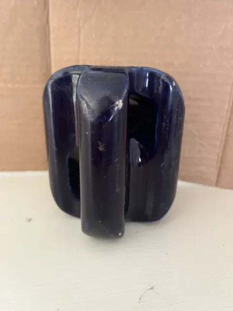dark cobalt blue ceramic insulator cook porcelain vintage