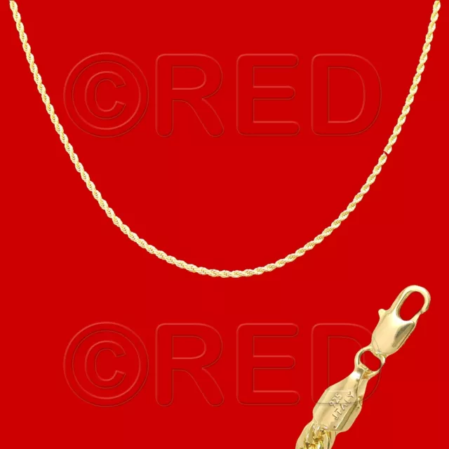 GOLD plated SILVER QUALITY MADE in ITALY 2mm ROPE CHAIN 22"  NECKLACE VR2G