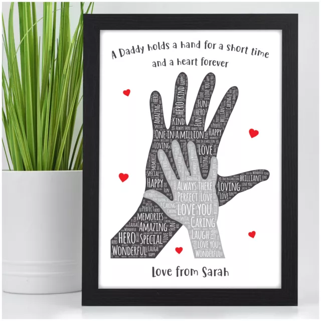 PERSONALISED Fathers Day Gifts for DADDY DAD GRANDAD HIM Hand on Hand Presents