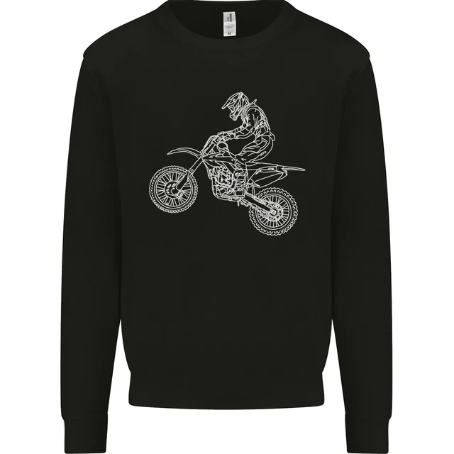 Motocross Line Drawing Dirt Bike MotoX Kids Sweatshirt Jumper