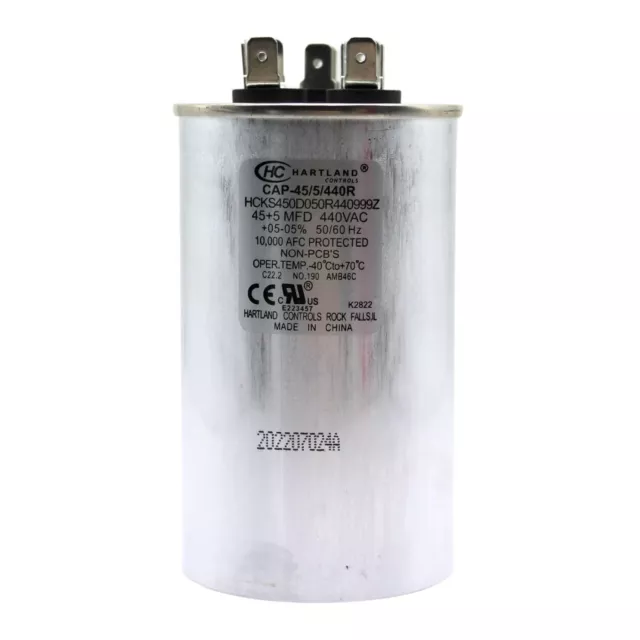 The HVAC Genius 45/5 uF 45+5 MFD 370V/440V Dual Run Start Round AC CBB65B Capaci