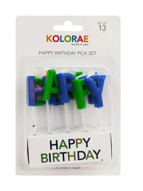 Velas de cera Kolorae Feliz cumpleaños ~ Juego elige ~ azul y verde ~ 13 unidades