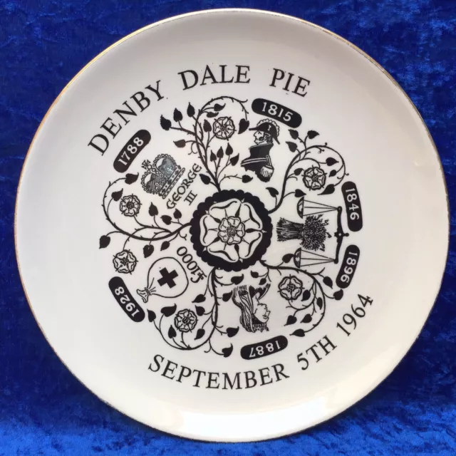 Vintage DENBY DALE PIE, Commemorative Ceramic 22.5 cm Plate, September 5th 1964