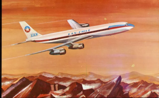 Airline Issue Postcard LAN CHILE Boeing 707