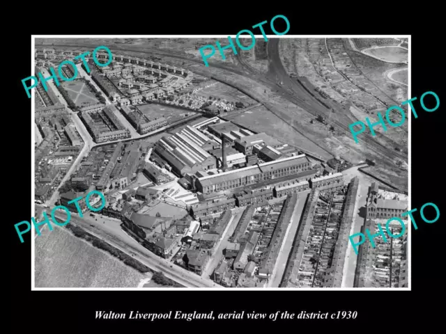 OLD 8x6 HISTORIC PHOTO WALTON LIVERPOOL ENGLAND DISTRICT AERIAL VIEW c1930