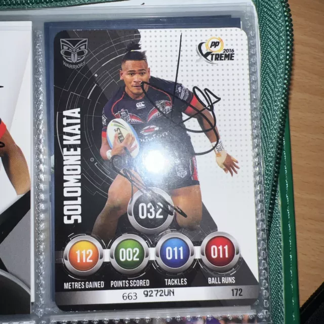 Solomone Kata Signed 2016 Xtreme Power Play NRL card New Zealand Warriors