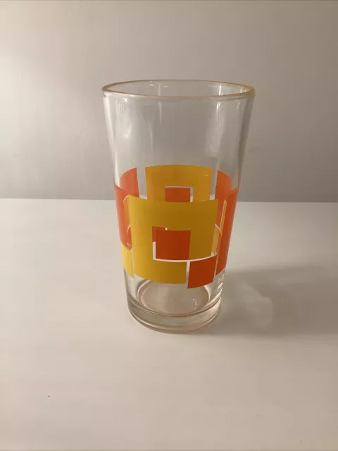 Vintage 1970s Italian Sabrina Fidenza Drinking Glass - Orange & Yellow Retro