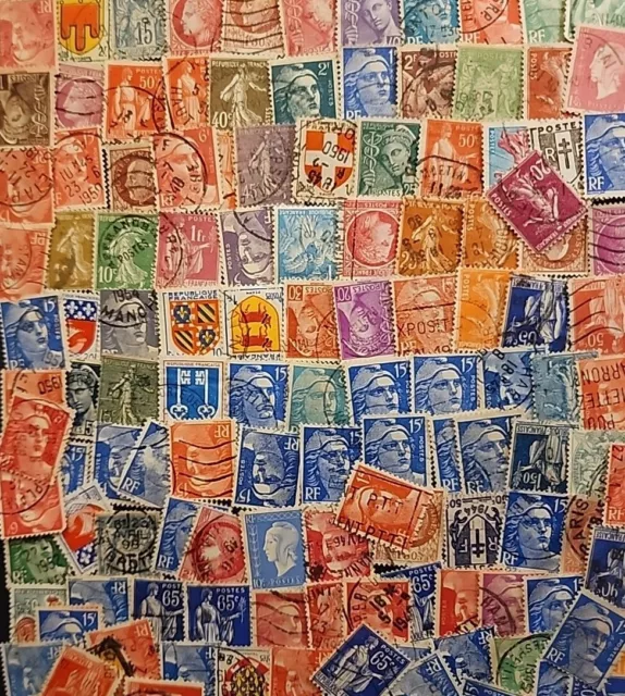 THE OLD FRANCE 🇫🇷 100+ USED STAMPS 1930th - 1970th.