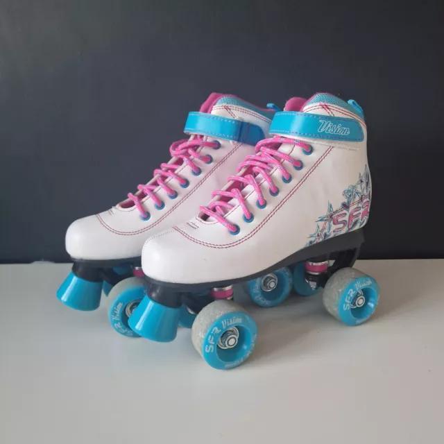 SFR Vision Quad Skates Roller Boots White Outdoor Derby Disco Active - UK 4