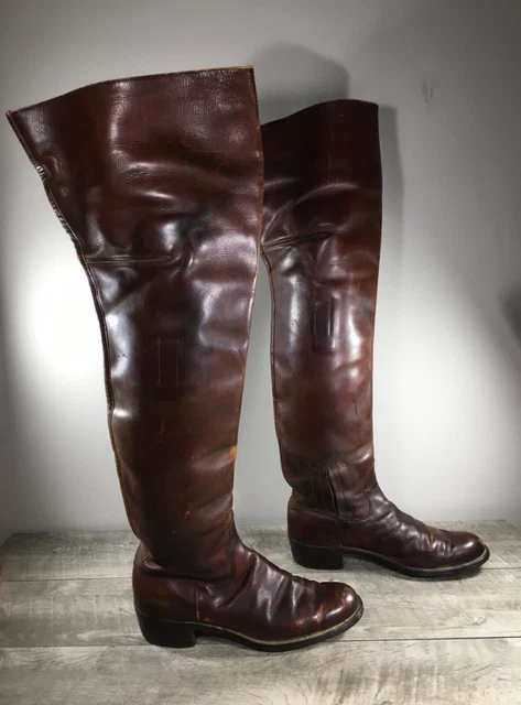 Motocross Men Rider VINTAGE WWII ERA Russet Leather Motorcycle Biker Riding Mens WW2 Boots ...