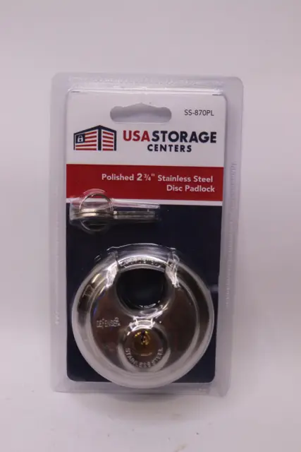 Beyond Self Storage 2 Keys Disc Padlock Stainless Steel 2-3/4" SS-870PL