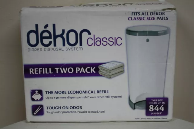 Dekor Classic Baby Diaper Pail Refill Two Pack Economical Refill Hold Up To 844
