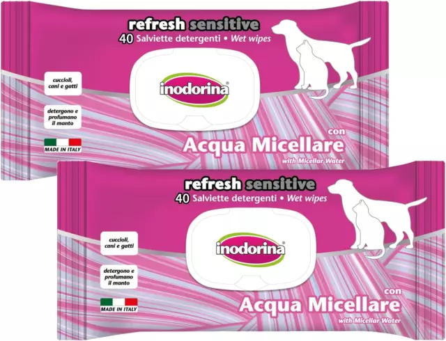 Inodorina, Salviette Refresh Sensitive, Salviette Detergenti per Cute Delicata E