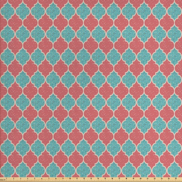 Étnico Tejido por Metros Rosa y azul Quatrefoils