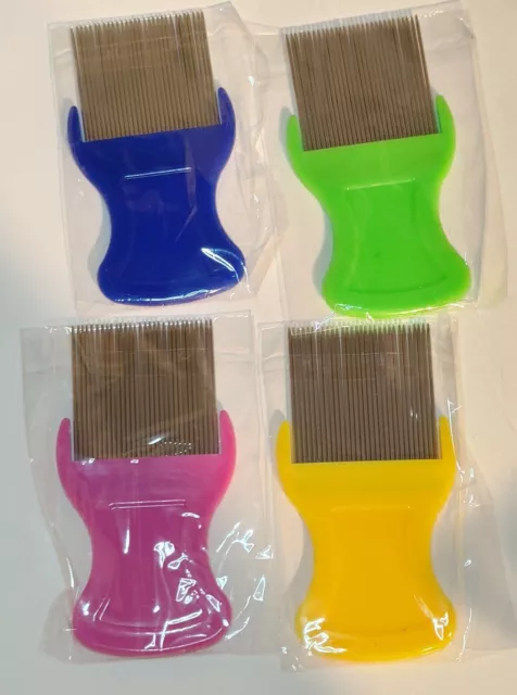 Hair Lice Pets Flea Egg Dirt Dust Remover Steel Tooth Comb Health Brush 4x set