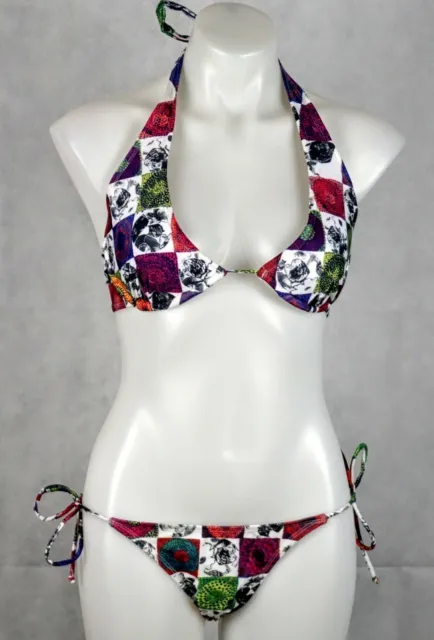 NINAZO DESIGNS WOMEN'S Bikini Size Large C Cup Multicolour Check Halter  $14.99 - PicClick AU