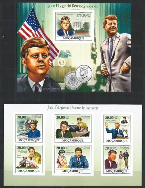 Mozambique Mosambik 2009 Mini Sheet Block Set Imperf John Fitzgerald Kennedy