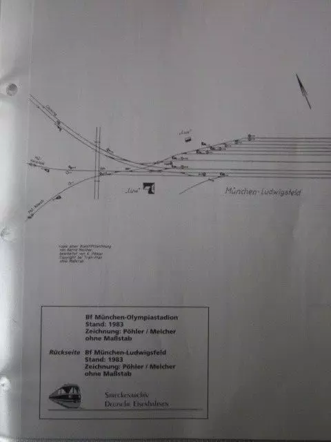 Bahnhof  Gleisplan im Großformat München Daglfing 1983 und München Milbertshofen