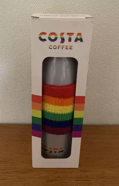 Costa Caffè Acciaio Inox Pride Riutilizzo Bottiglia/Flacone da viaggio 510 ml/18 once - NUOVO