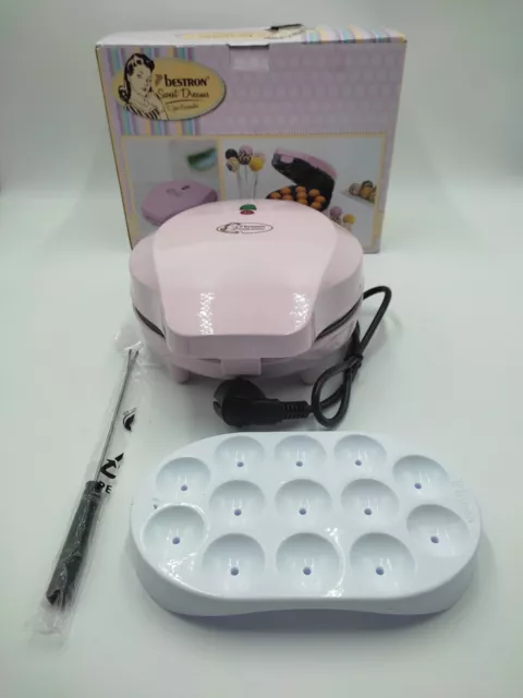 Bestron DCPM12 Cake Pop Maker en Diseño Retro 700W Rosa 12 Popcakes